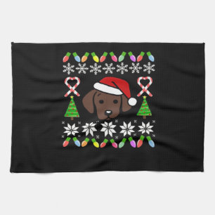 Chocolate Labrador Puppy Christmas Santa Oversized Kitchen Towel
