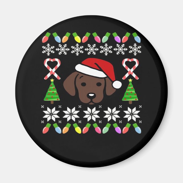 Chocolate Labrador Puppy Christmas Santa Oversized Magnet (Front)