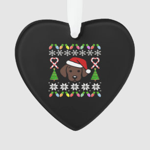Chocolate Labrador Puppy Christmas Santa Oversized Ornament