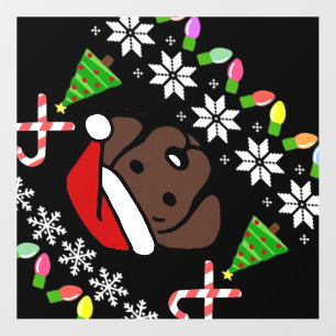 Chocolate Labrador Puppy Christmas Santa Oversized Wall Decal