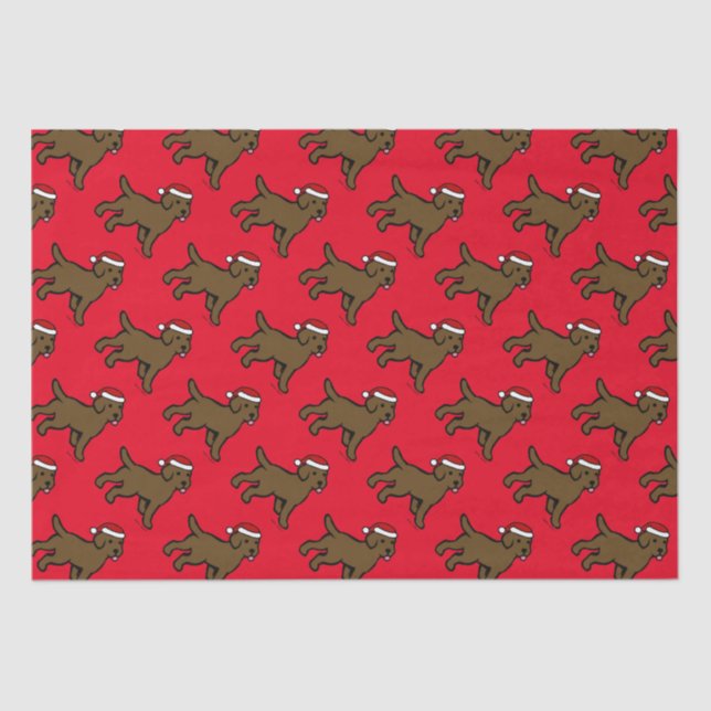 Chocolate Labrador Puppy Christmas Tissue Paper (Front)