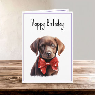 Chocolate Labrador Puppy Dog Birthday Card