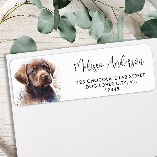 Chocolate Labrador Puppy Dog Modern Return Address Label