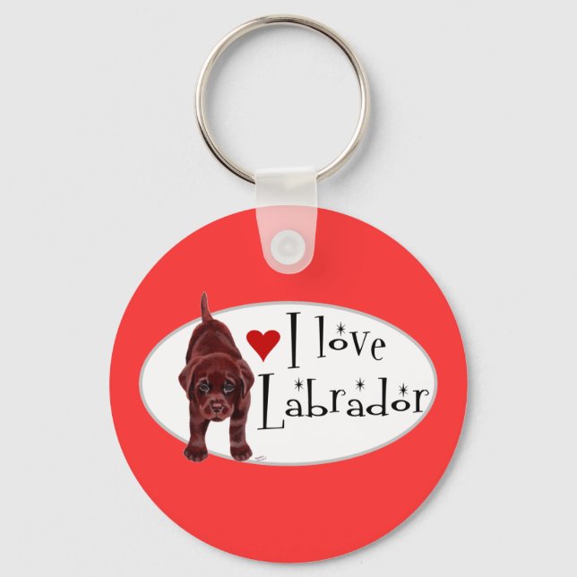 Chocolate Labrador Puppy Keychain (Front)
