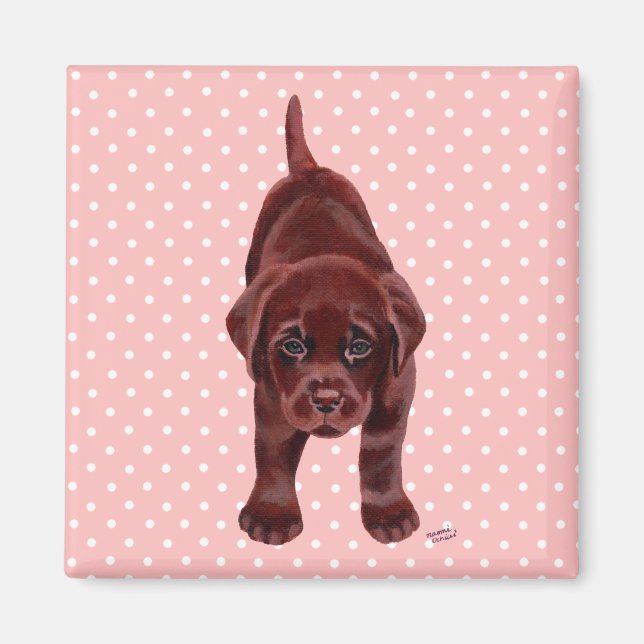 Chocolate Labrador Puppy Magnet (Front)