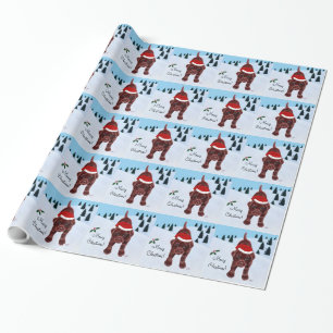 Chocolate Labrador Puppy & Santa Hat Christmas Wrapping Paper