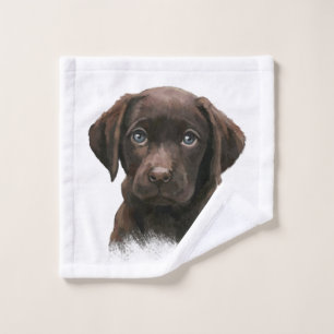 Chocolate Labrador Puppy Wash Cloth