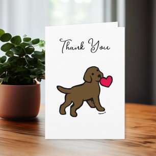 Chocolate Labrador Puppy with a Heart Letterpress Thank You Card