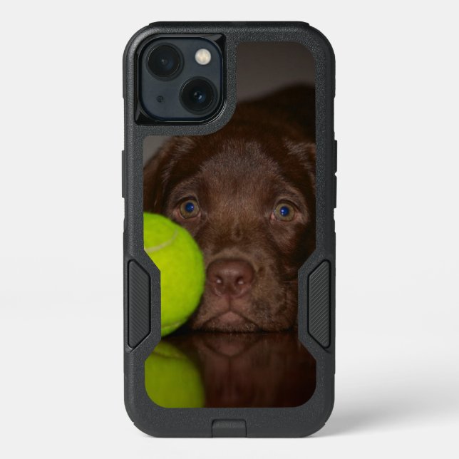Chocolate Labrador Puppy With Tennis Ball Otterbox iPhone Case (Back)