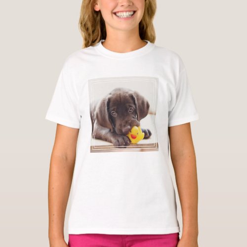Chocolate Labrador Puppy With Toy Duck T_Shirt