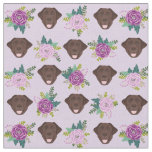 Chocolate labrador purple florals pattern fabric