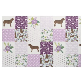Chocolate Labrador Purple Patchwork - 4.5" Squares Fabric by FriendlyPets at Zazzle