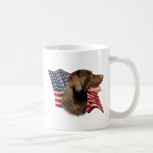 Chocolate Labrador Retriever American Flag Coffee Mug