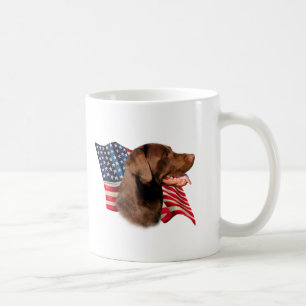 Chocolate Labrador Retriever American Flag Coffee Mug