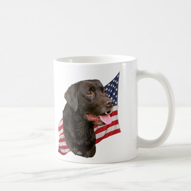 Chocolate Labrador Retriever and Flag Mug (Right)