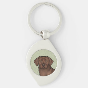 Chocolate Labrador Retriever Art Cute Lab Dog Head Keychain