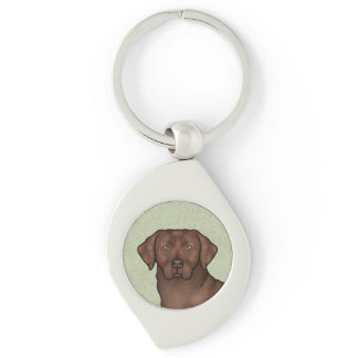 Chocolate Labrador Retriever Art Cute Lab Dog Head Keychain