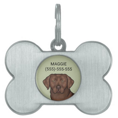 Chocolate Labrador Retriever Art Cute Lab Dog Head Pet ID Tag