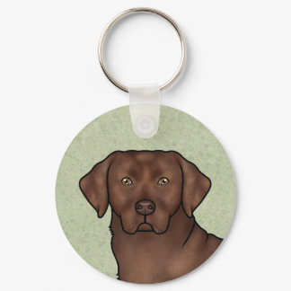 Chocolate Labrador Retriever Art Cute Lab Green Keychain