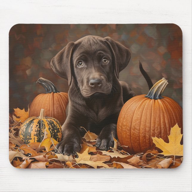 Chocolate Labrador Retriever Autumn Mouse Pad (Front)