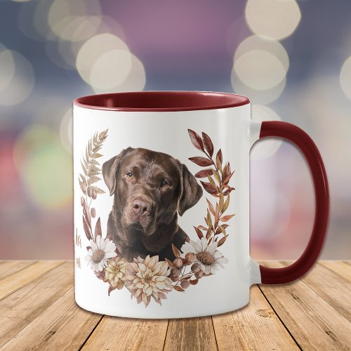 Chocolate Labrador Retriever Autumn Wreath Mug