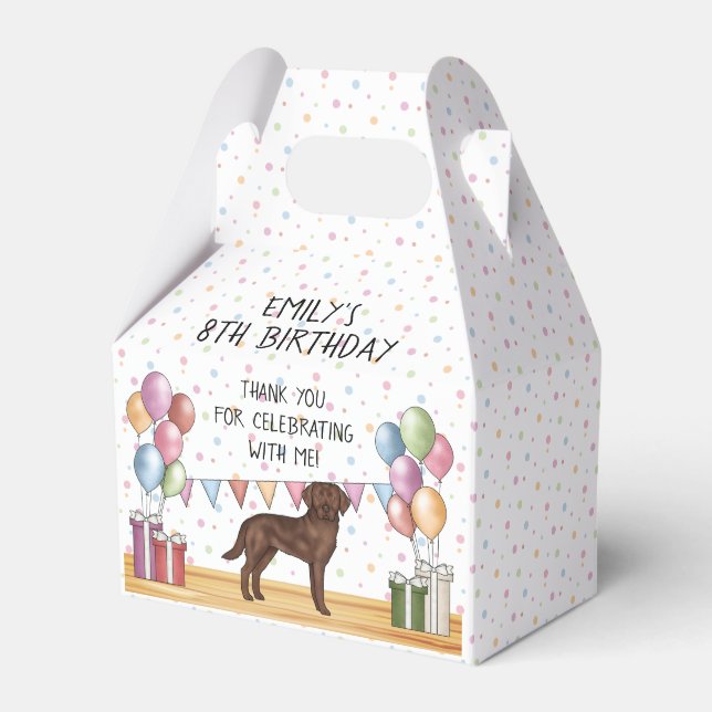 Chocolate Labrador Retriever Birthday Thank You Favor Boxes (Front Side)