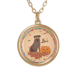 Chocolate Labrador Retriever Boo! Gold Plated Necklace