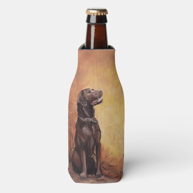 Chocolate Labrador Retriever Bottle Cooler (Bottle Front)