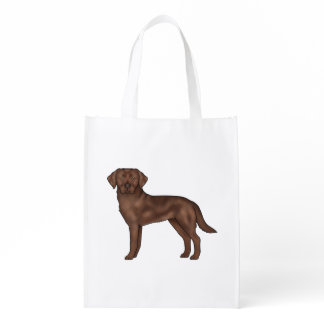 Chocolate Labrador Retriever Brown Dog Cartoon Art Grocery Bag