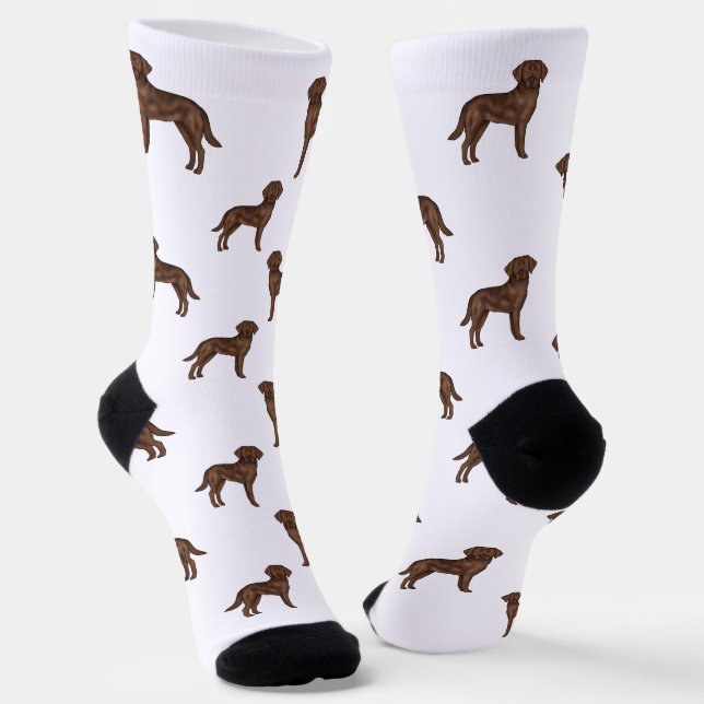 Chocolate Labrador Retriever Brown Dog Pattern Socks (Angled)