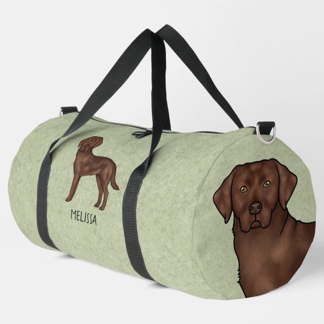 Chocolate Labrador Retriever Brown Lab Dog Green Duffle Bag (Left Corner)