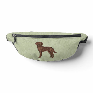 Chocolate Labrador Retriever Brown Lab Dog Green Fanny Pack