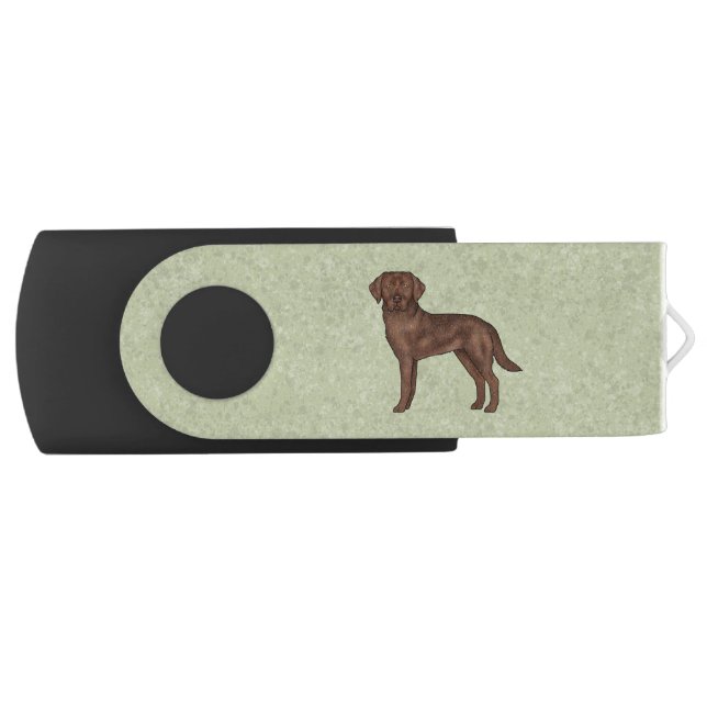 Chocolate Labrador Retriever Brown Lab Dog Green Flash Drive (Front)