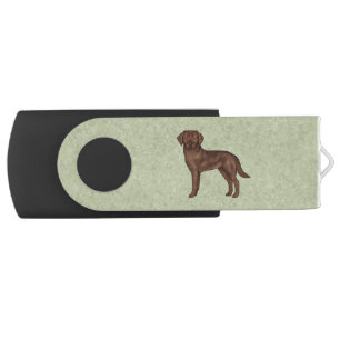 Chocolate Labrador Retriever Brown Lab Dog Green Flash Drive