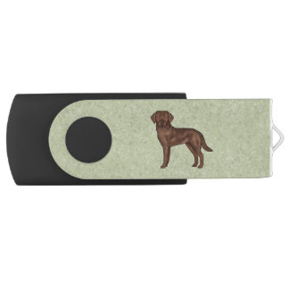 Chocolate Labrador Retriever Brown Lab Dog Green Flash Drive