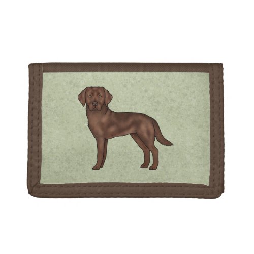 Chocolate Labrador Retriever Brown Lab Dog Green Trifold Wallet