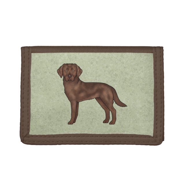 Chocolate Labrador Retriever Brown Lab Dog Green Trifold Wallet (Front)