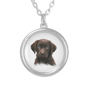 Chocolate Labrador Retriever Brown Silver Plated Necklace
