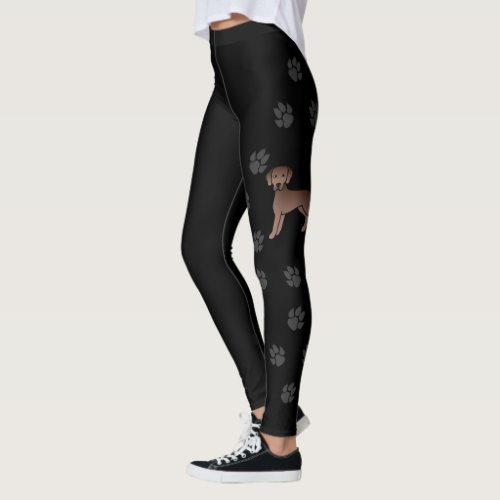 Chocolate Labrador Retriever Cartoon Dog And Paws Leggings