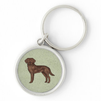 Chocolate Labrador Retriever Cartoon Dog Green Keychain