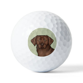 Chocolate Labrador Retriever Cartoon Dog Head Golf Balls