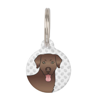 Chocolate Labrador Retriever Cartoon Dog Head Pet ID Tag