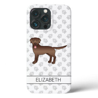 Chocolate Labrador Retriever Cartoon Dog &amp; Name iPhone 13 Pro Case