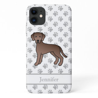 Chocolate Labrador Retriever Cartoon Dog &amp; Name iPhone 11 Case