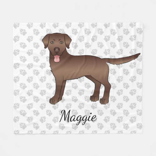 Chocolate Labrador Retriever Cartoon Dog  Name Fleece Blanket