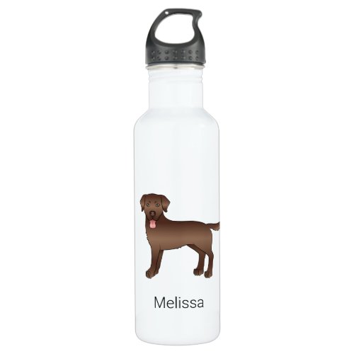 Chocolate Labrador Retriever Cartoon Dog  Name Stainless Steel Water Bottle