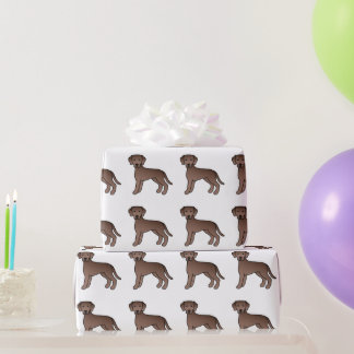 Chocolate Labrador Retriever Cartoon Dog Pattern Wrapping Paper