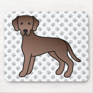 Chocolate Labrador Retriever Cartoon Dog &amp; Paws Mouse Pad
