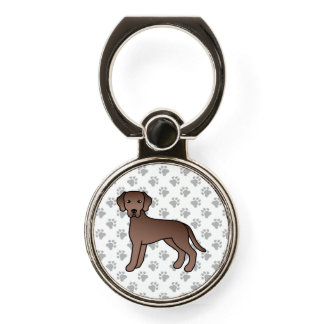 Chocolate Labrador Retriever Cartoon Dog &amp; Paws Phone Ring Stand