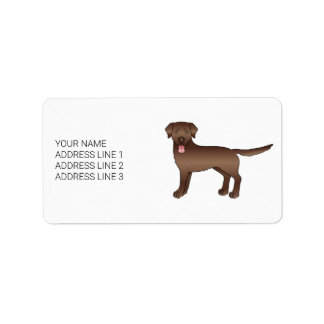 Chocolate Labrador Retriever Cartoon Dog &amp; Text Label